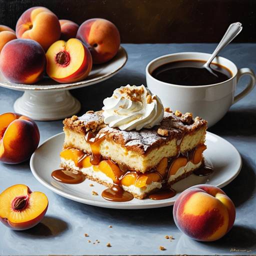 Peach Cobbler Dessert with Coffee