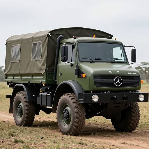 Military-Grade Olive Green Unimog Truck