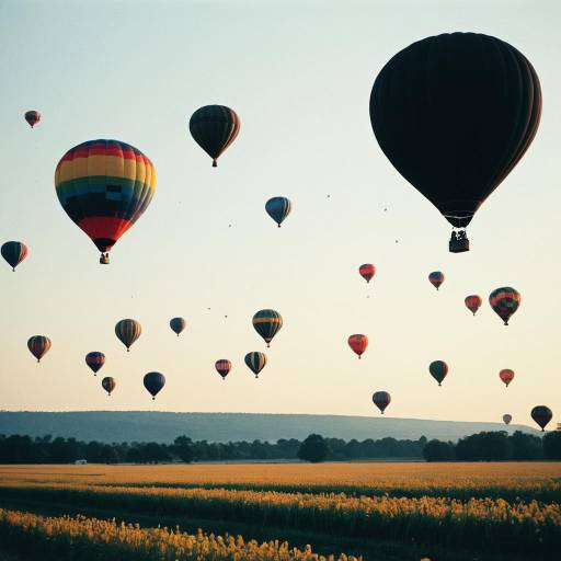 Hot Air Balloon Festival Over Open Fields Hot Air Balloon Festival Over Open Fields