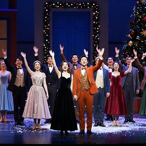 Festive Stage Musical Performance with Snow