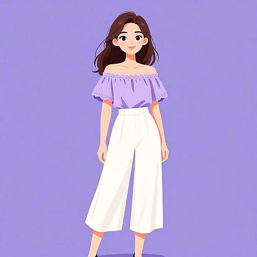 Elegant Woman in Soft Lavender Attire