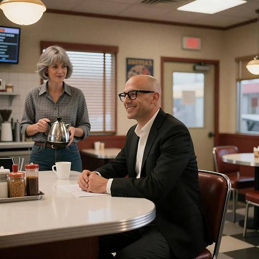 Warm Diner Scene with Two Characters