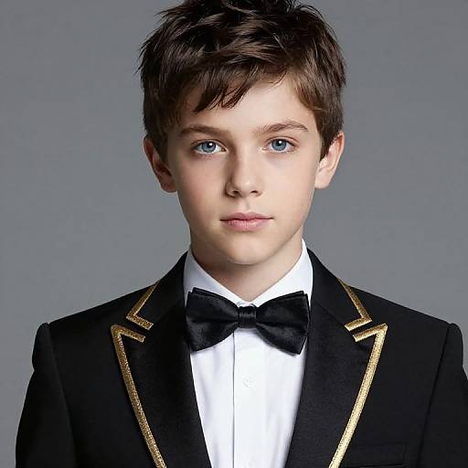 Boy in Elegant Black Suit
