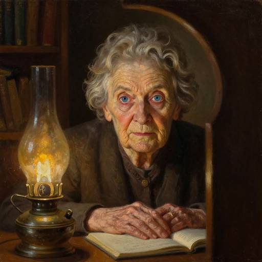 Hyperrealistic Elderly Librarian Portrait