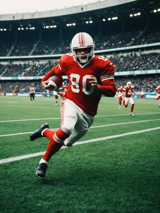 American Football Player Running on Field