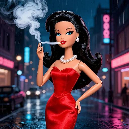 Noir Barbie Smoking in Glamorous Style