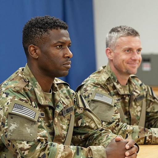 Military Camouflage: Two Men at Table