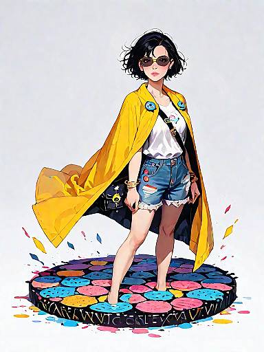 Chic Woman in Suburban Street Style