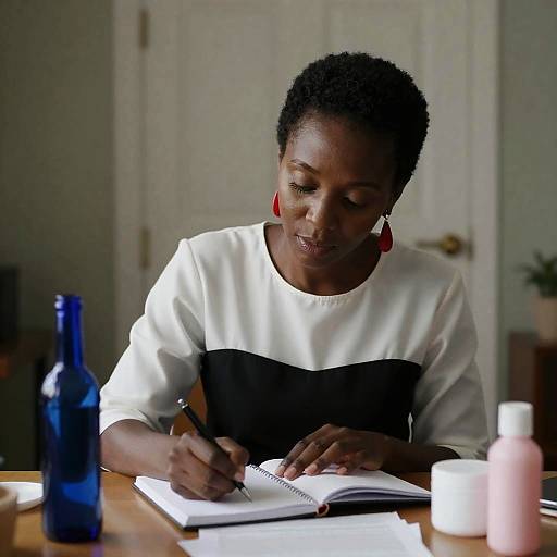 Focused African-American Woman Writing