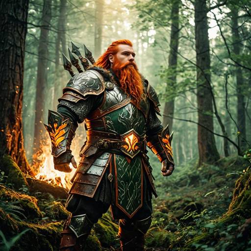 Fantasy Warrior Dwarf in Mystical Forest