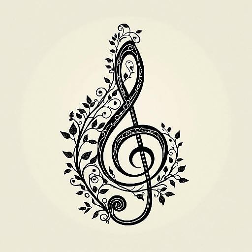 Intricate Treble Clef with Forest Vines