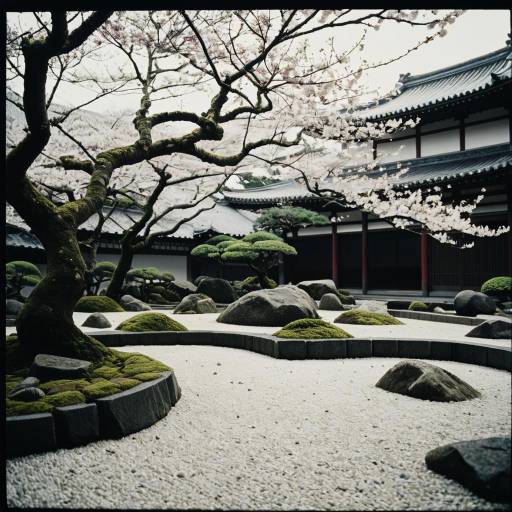 Serene Zen Garden Inspired by Hiroshige