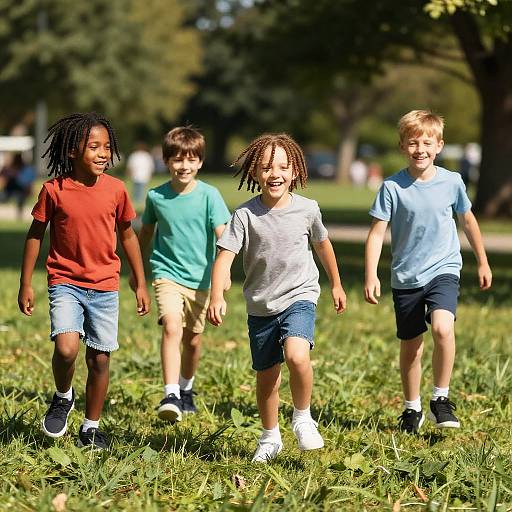 Joyful Kids Playing in Sunlit Park