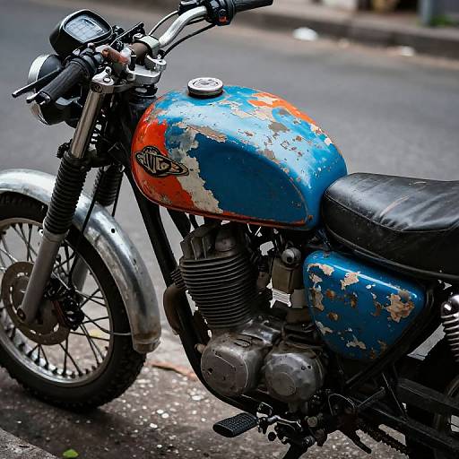 Weathered Vintage Motorcycle Tank Close-up