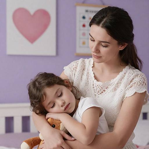 Tender Mother-Daughter Portrait in Purple