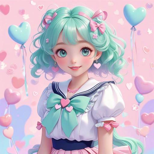 Vibrant Anime Girl with Mint Green Hair
