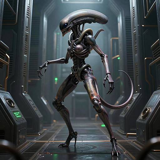 Graceful Female Xenomorph in Labyrinth