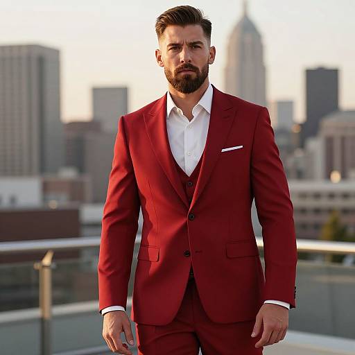 Confident Man in Stylish Red Suit