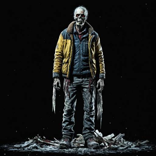 Realistic Zombie in Torn Winter Clothing