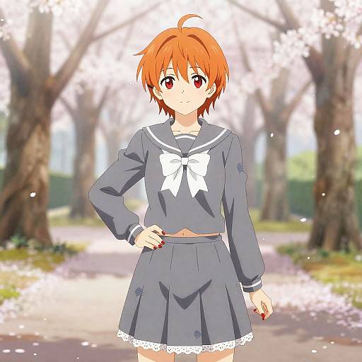 Adachi Rei in Sunlit Sakura Alley