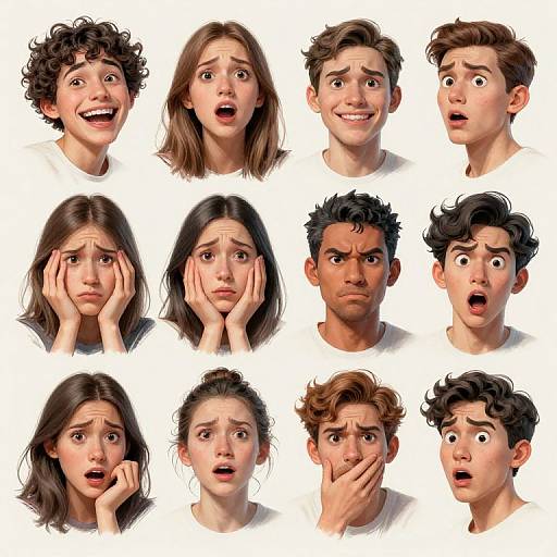 Diverse Facial Expressions Drawing Reference