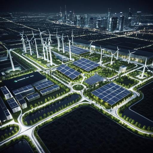 Futuristic Renewable Energy Hub at Night