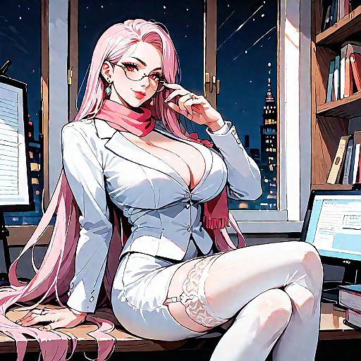 Seductive Office Lady in Renaissance Pose