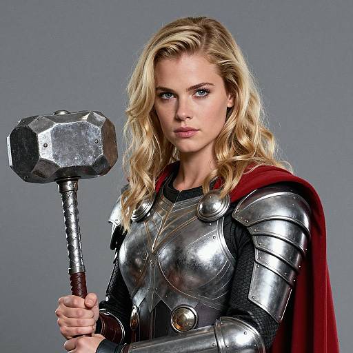 Young Woman in Thor-Inspired Armor Costume