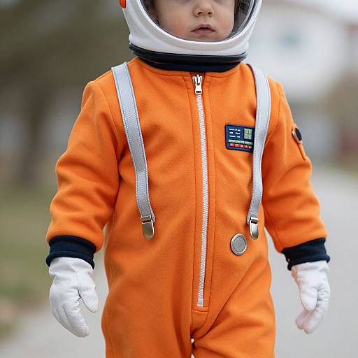 Toddler Orange Astronaut Costume Close-Up