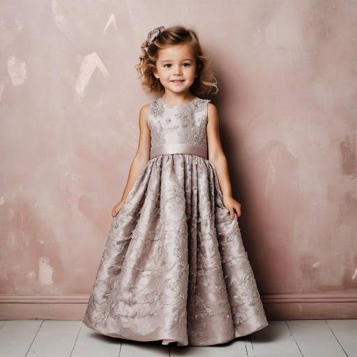 Little Girl in Elegant Silver Dress