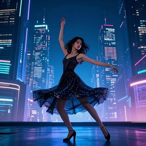 Cyberpunk AI Actress Dancing