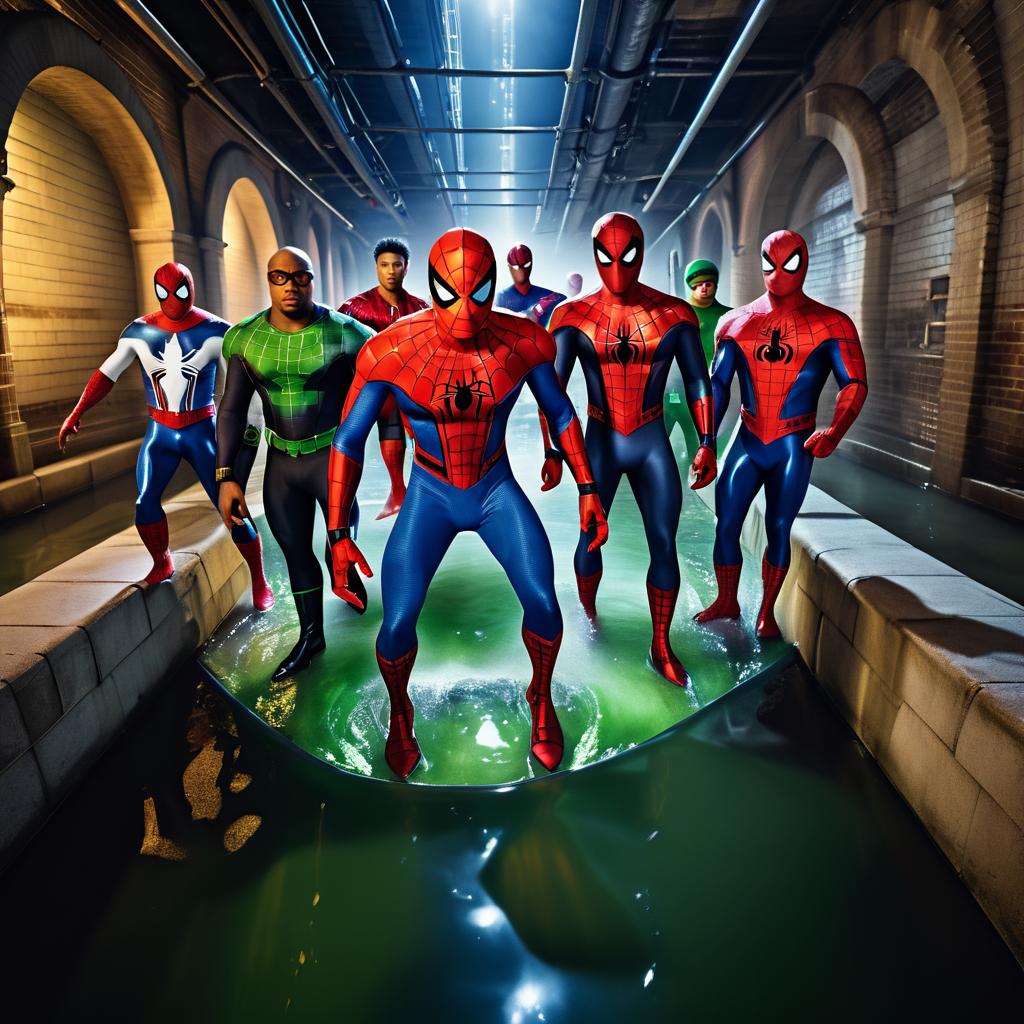 Spider-Man and Animated Heroes in Sewers