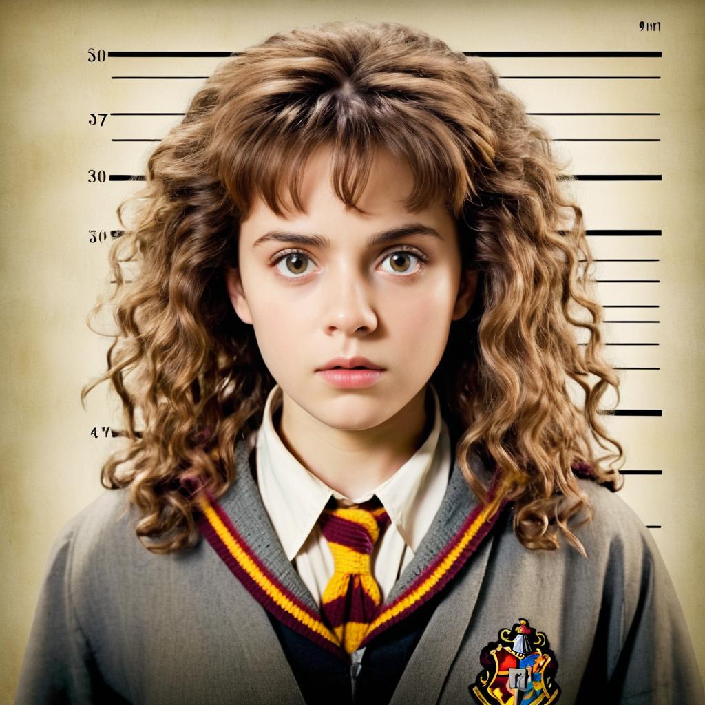 Humorous Hermione Granger Mugshot Artwork