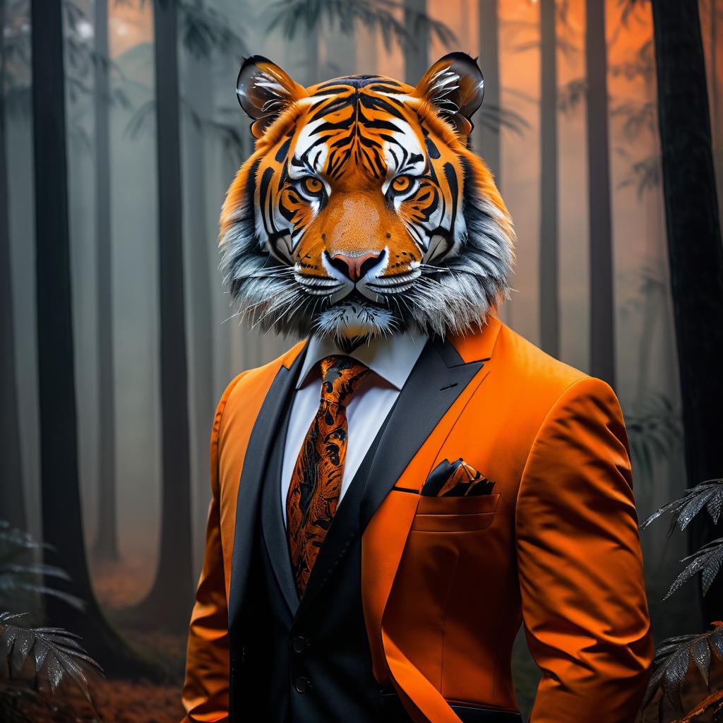 Regal Tiger in Tailored Suit Portrait