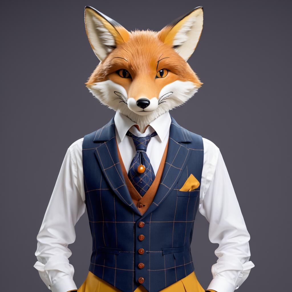 Dapper Anthropomorphic Fox in Waistcoat