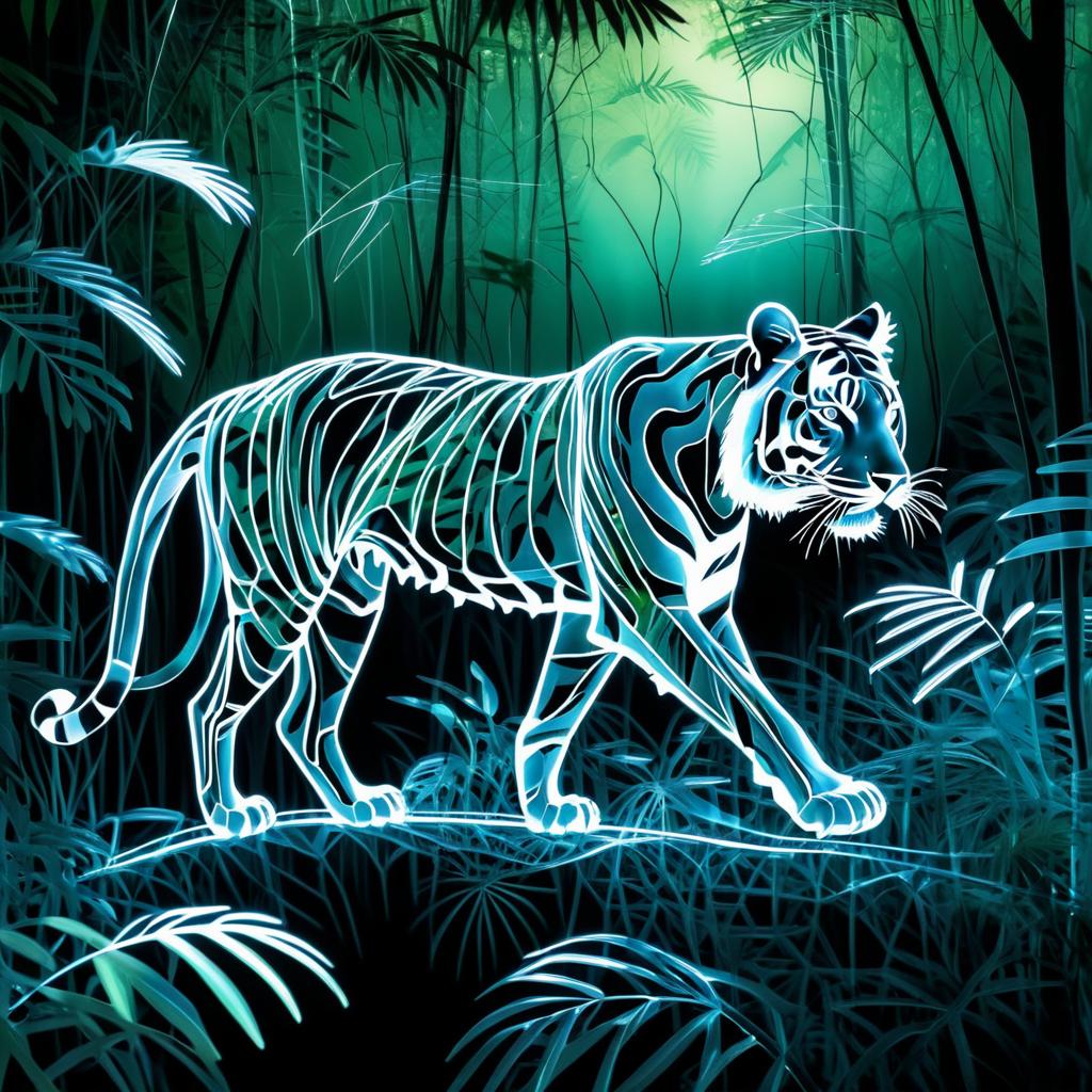 X-Ray Art: Tiger in Jungle Stalking Prey