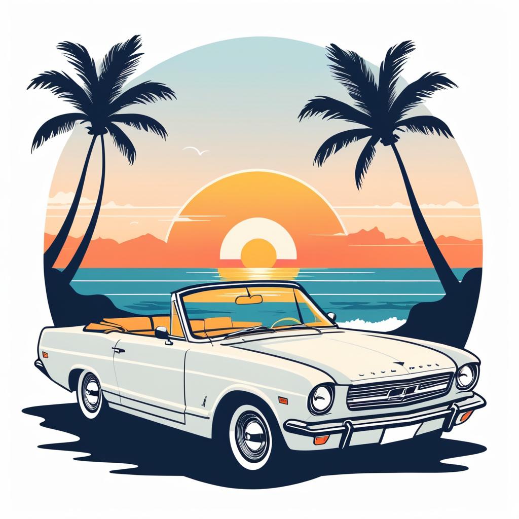 Sunset Convertible T-Shirt Design