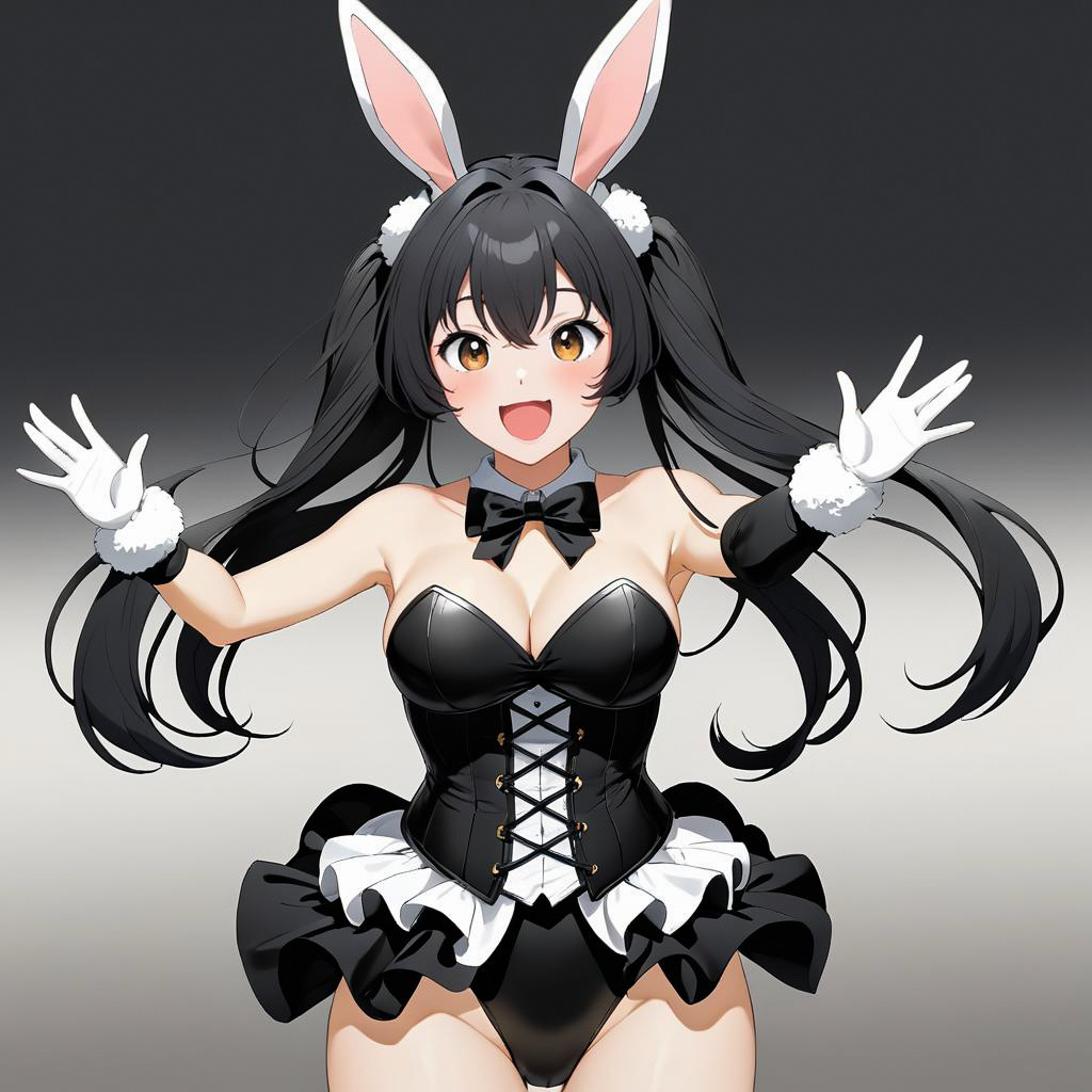 Excited Anime Fan in Bunny Girl Outfit