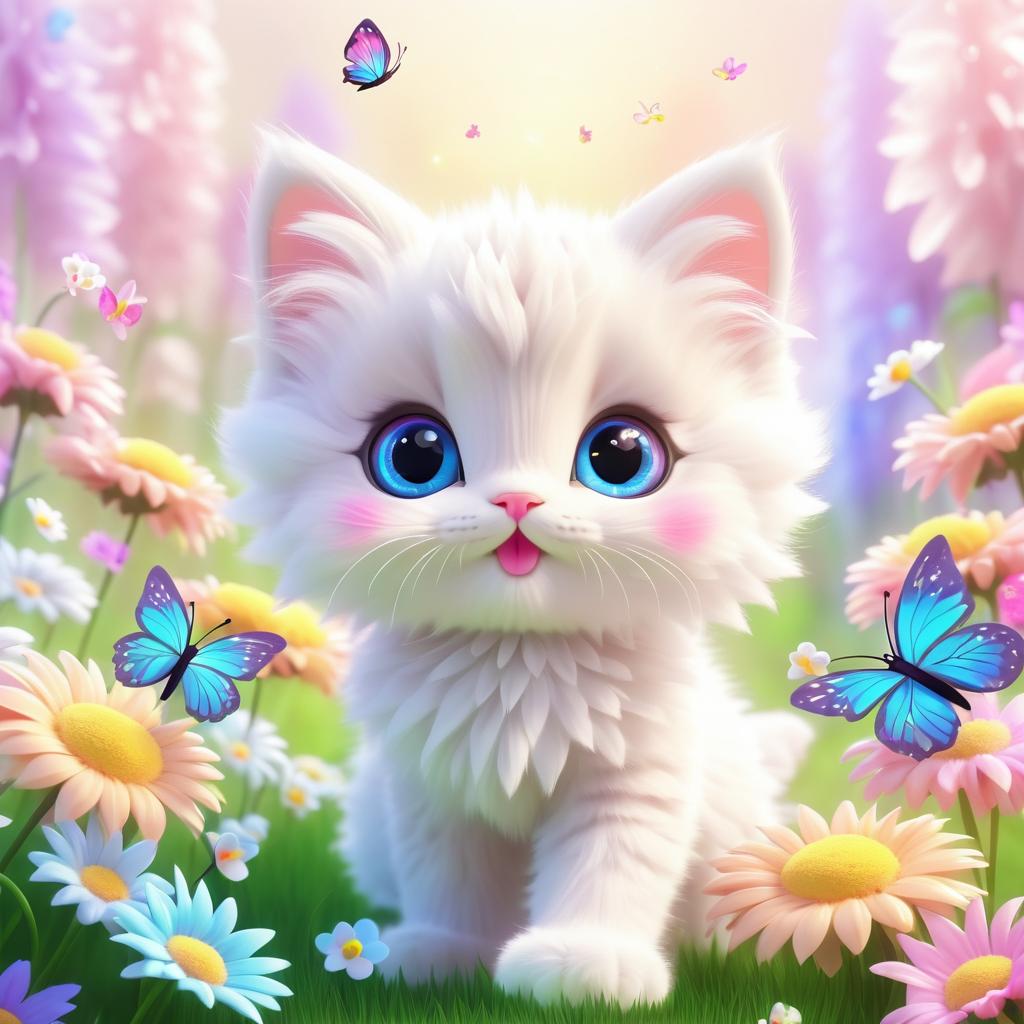 Adorable Kawaii Kitten in Fantasy Setting