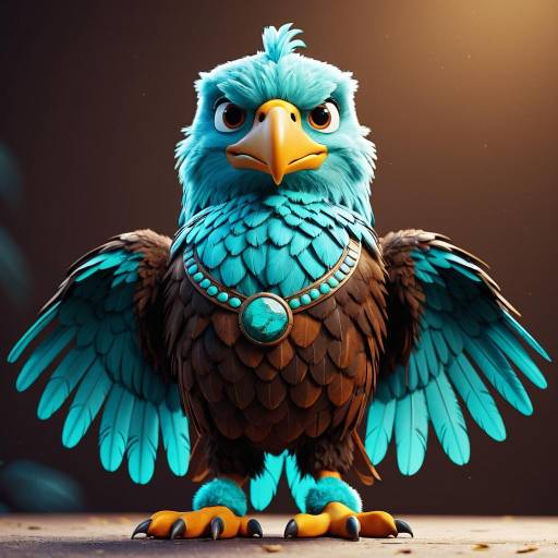 3D Rendered Turquoise and Amber Eagle Mascot 3D Rendered Turquoise and Amber Eagle Mascot