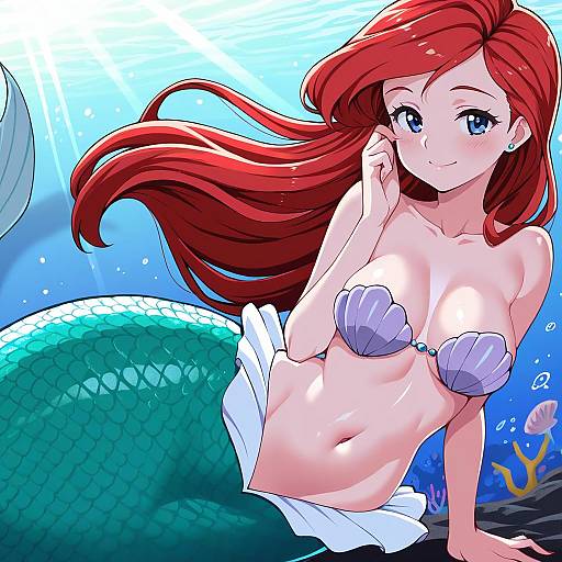 Illustration of Ariel (disney), the little mermaid in the style of Kodachi (kuroyuri shoukougun)