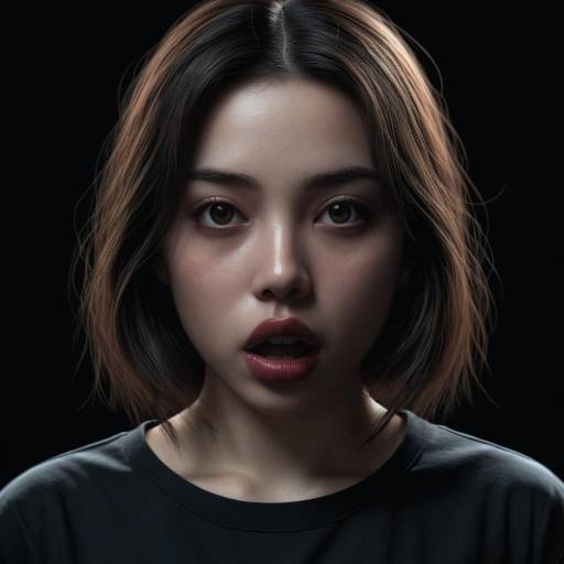 Portrait of Young Woman with Surprised Expression