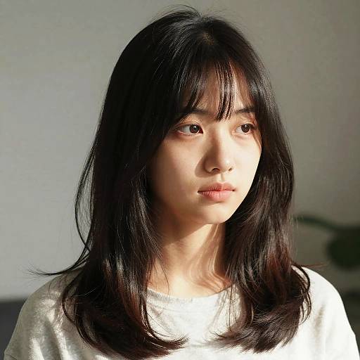 Realistic Black Hair with Brown Bangs