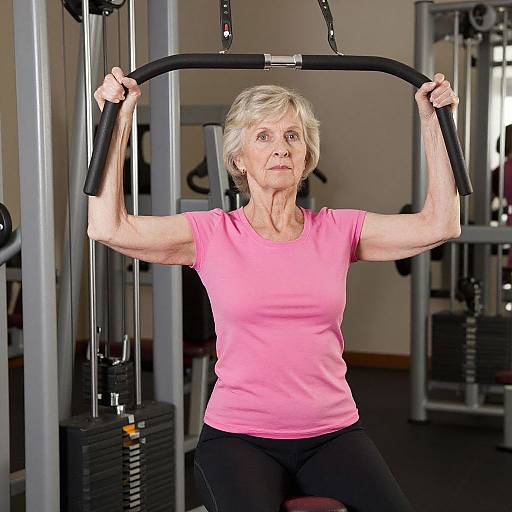 Active Senior Woman Exercising in Gym