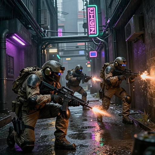 Cinematic Night-Vision Raid in Neon City