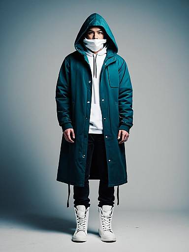 Man in Hooded Coat and Mask Standing