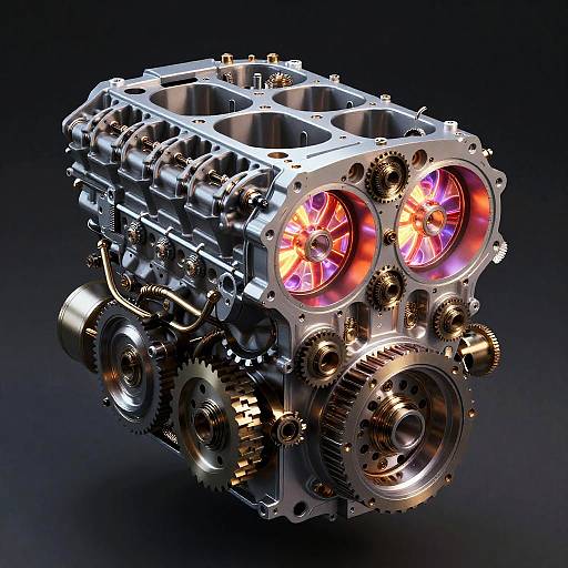 V20 Car Engine Cross-Section Art