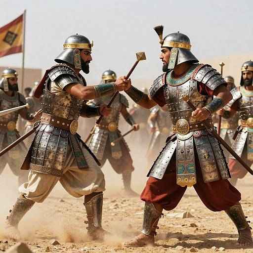 Mesopotamian Warriors Clash in Battle