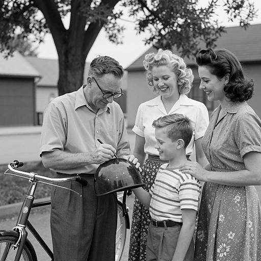 1940s Family Gathering in Black and White