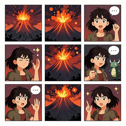 Mythical Volcano Comic Scene